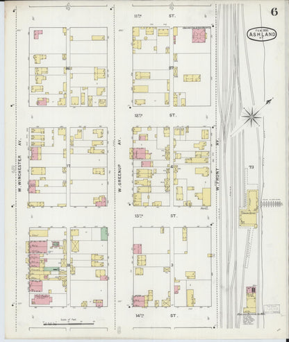 Sanborn Fire Insurance Map from Ashland, Boyd County, Kentucky (1895), Sheet #0006 - Complete Map Set gallery image, historic Sanborn map, vintage wall art, Kentucky Kentucky