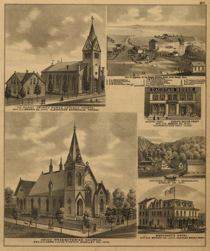 An illustrated historical atlas of the state of Minnesota (1874) – Historic Bird’s-Eye View Panorama Print