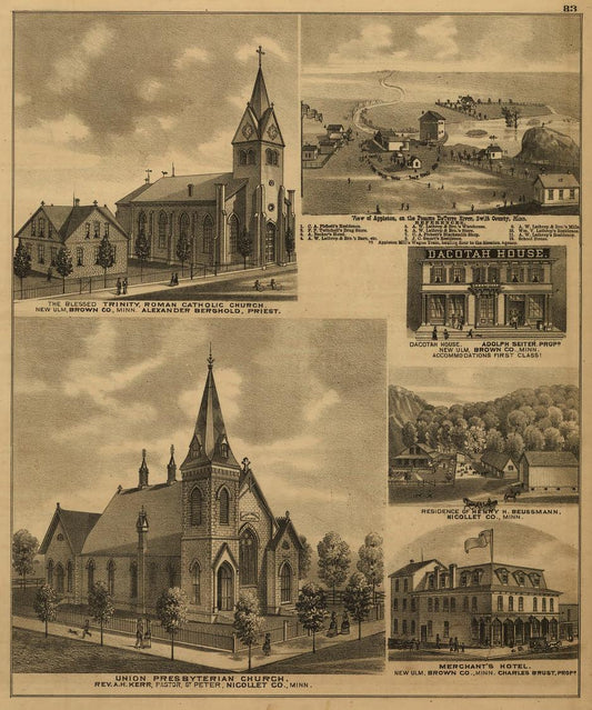 An illustrated historical atlas of the state of Minnesota (1874) – Historic Bird’s-Eye View Panorama Print