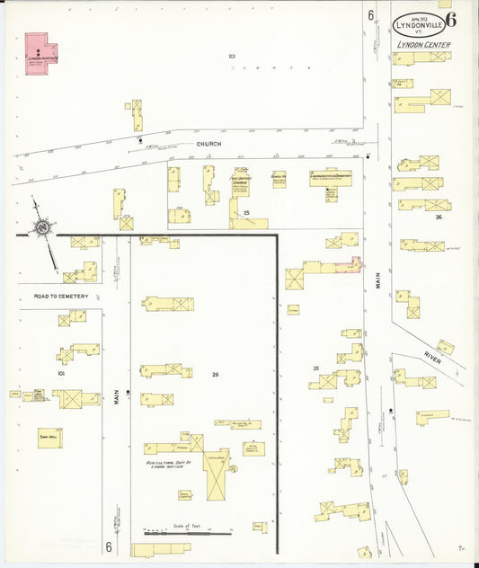 Sanborn Fire Insurance Map from Lyndonville, Caledonia County, Vermont (1912), Sheet #0006 - Historic Sanborn Fire Insurance Map Print, vintage old map wall art, antique decor, genealogy gift, Vermont Vermont map