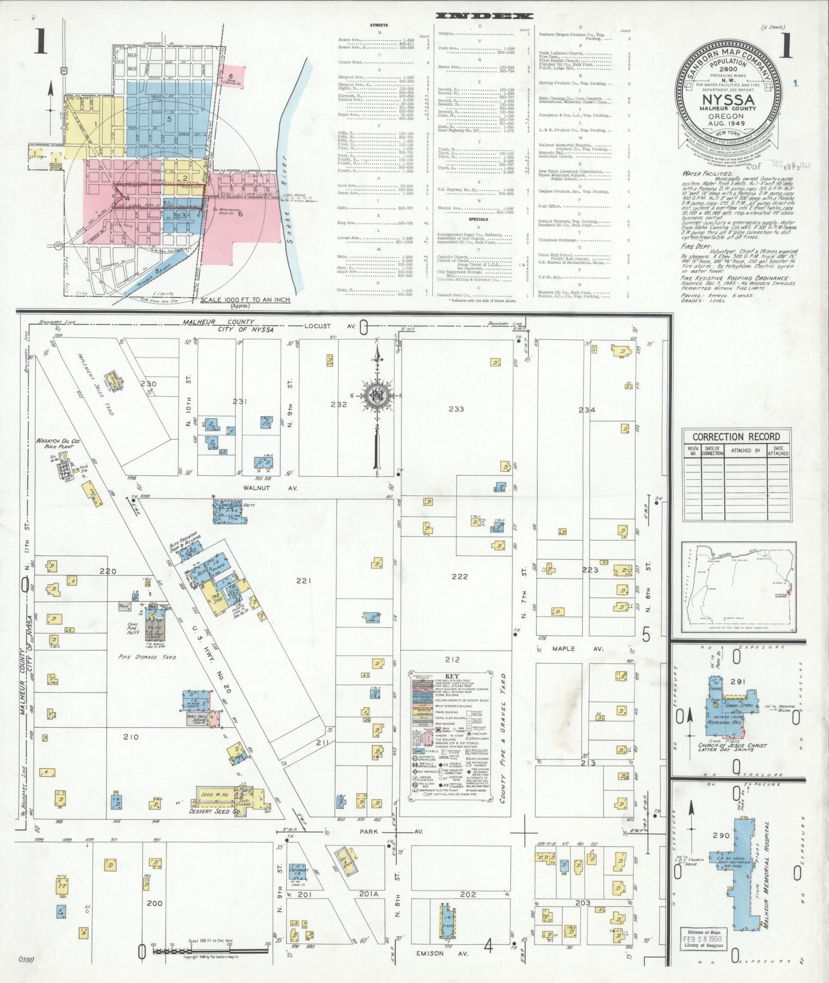 Sanborn Fire Insurance Map from Nyssa, Malheur County, Oregon. (1949) – Historic Sanborn Fire Insurance Map Print