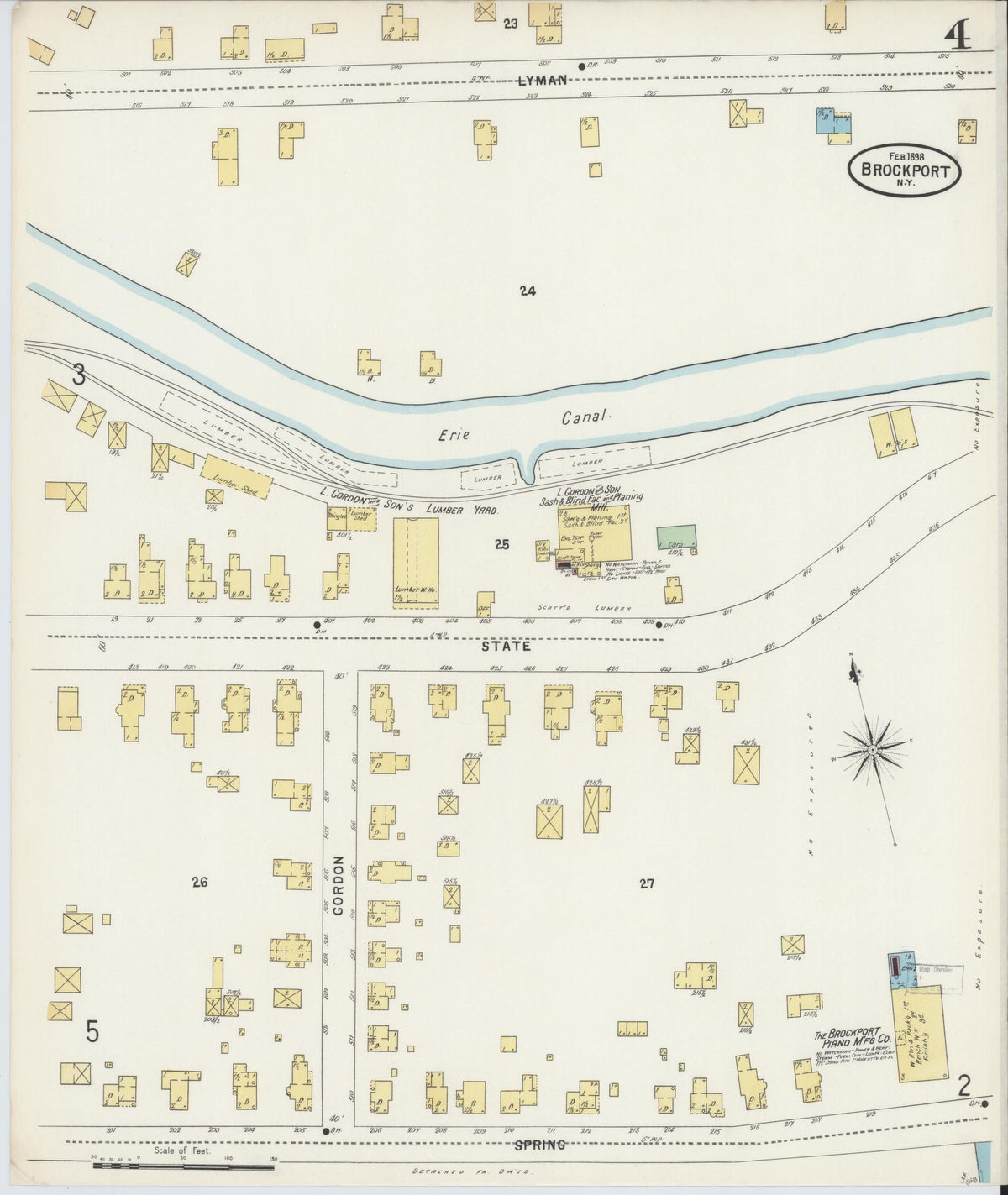Sanborn Fire Insurance Map from Brockport, Monroe County, New York (1898), Sheet #0004 - Historic Sanborn Fire Insurance Map Print, vintage old map wall art, antique decor, genealogy gift, New York New York map