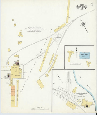 Sanborn Fire Insurance Map from Pocahontas, Randolph County, Arkansas (1916), Sheet #0004 - Complete Map Set gallery image, historic Sanborn map, vintage wall art, Arkansas Arkansas