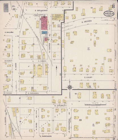 Sanborn Fire Insurance Map from Viroqua, Vernon County, Wisconsin (1922), Sheet #0008 - Historic Sanborn Fire Insurance Map Print, vintage old map wall art, antique decor, genealogy gift, Wisconsin Wisconsin map
