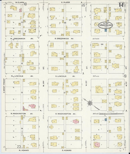 Sanborn Fire Insurance Map from Grand Island, Hall County, Nebraska (1909), Sheet #0014 - Complete Map Set gallery image, historic Sanborn map, vintage wall art, Nebraska Nebraska