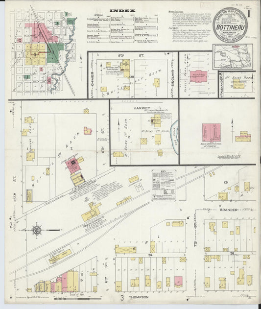 Sanborn Fire Insurance Map from Bottineau, Bottineau County, North Dakota. (1913) – Historic Sanborn Fire Insurance Map Print