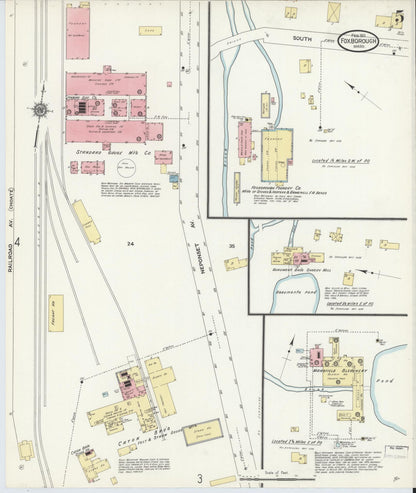 Sanborn Fire Insurance Map from Foxboro, Norfolk County, Massachusetts (1911), Sheet #0005 - Historic Sanborn Fire Insurance Map Print, vintage old map wall art, antique decor, genealogy gift, Massachusetts Massachusetts map