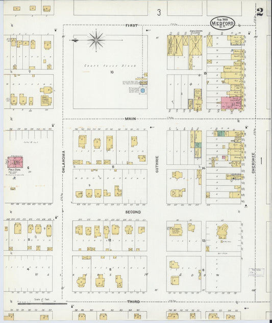 Sanborn Fire Insurance Map from Medford, Grant County, Oklahoma (1905), Sheet #0002 - Historic Sanborn Fire Insurance Map Print, vintage old map wall art, antique decor, genealogy gift, Oklahoma Oklahoma map