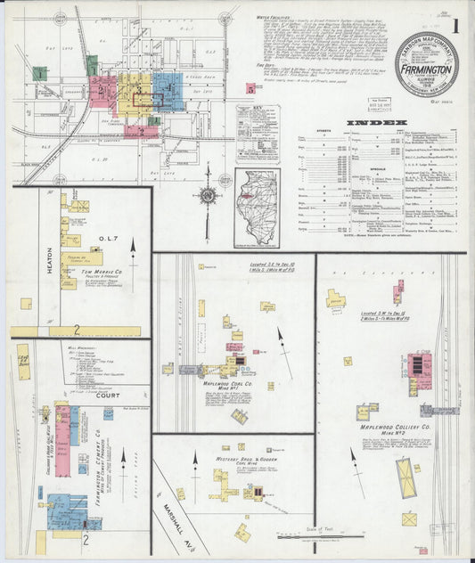 Sanborn Fire Insurance Map from Farmington, Fulton County, Illinois (1918), Sheet #0001 - Historic Sanborn Fire Insurance Map Print, vintage old map wall art, antique decor, genealogy gift, Illinois Illinois map