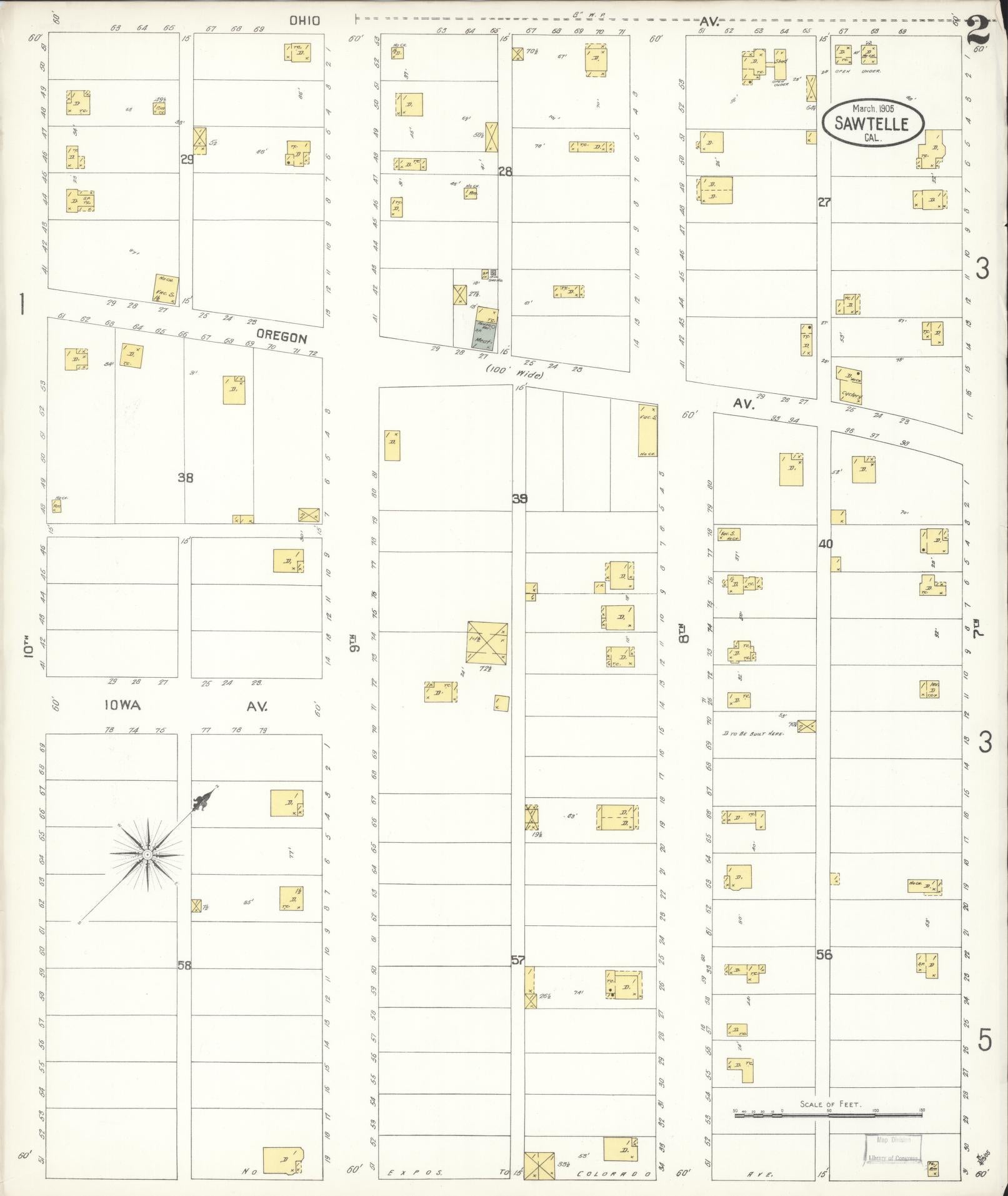 Sanborn Fire Insurance Map from Sawtelle, Los Angeles County, California (1905), Sheet #0002 - Complete Map Set gallery image, historic Sanborn map, vintage wall art, California California