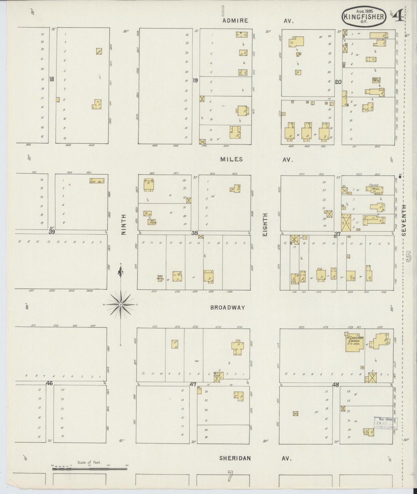 Sanborn Fire Insurance Map from Kingfisher, Kingfisher County, Oklahoma (1895), Sheet #0004 - Complete Map Set gallery image, historic Sanborn map, vintage wall art, Oklahoma Oklahoma