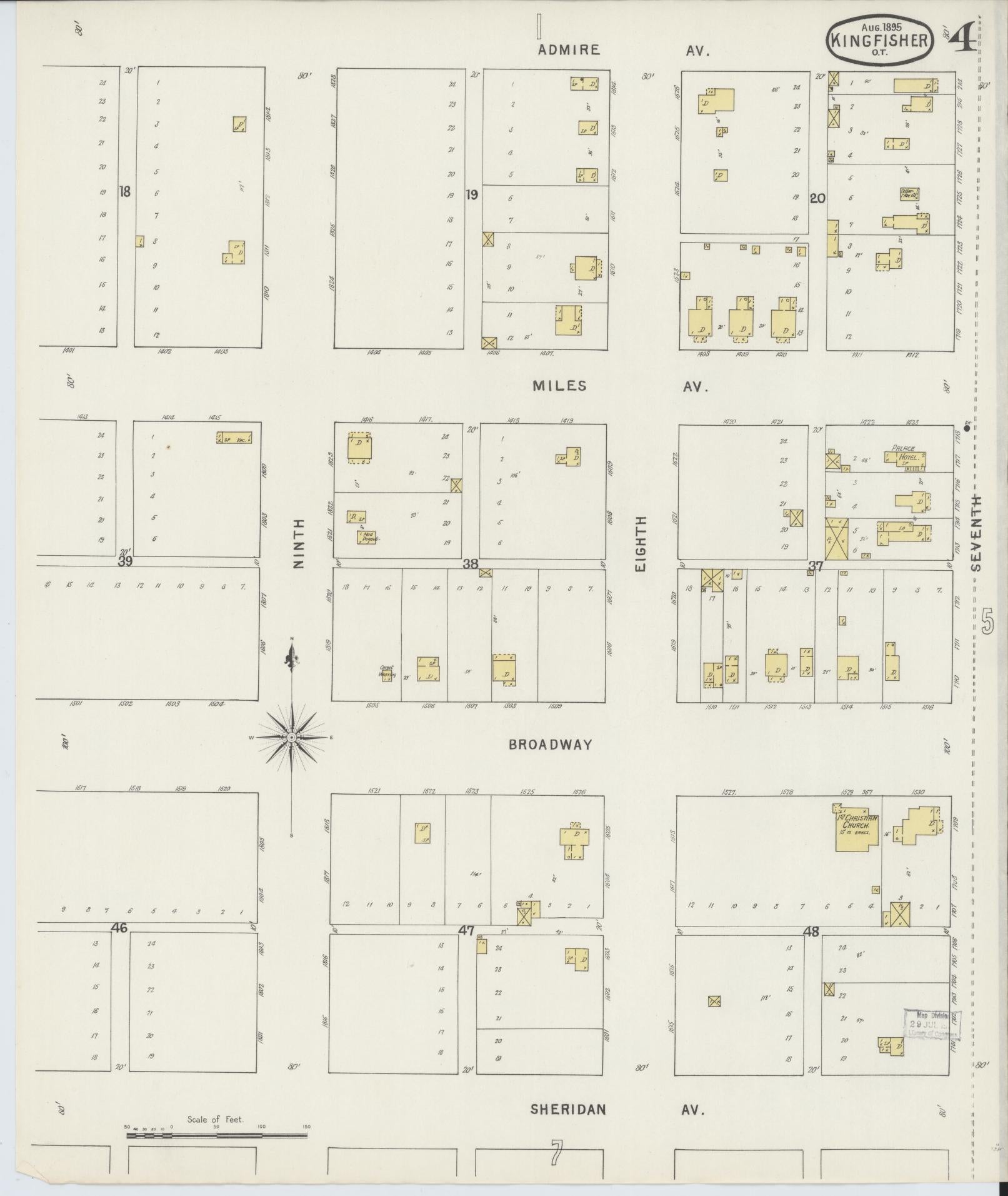 Sanborn Fire Insurance Map from Kingfisher, Kingfisher County, Oklahoma (1895), Sheet #0004 - Complete Map Set gallery image, historic Sanborn map, vintage wall art, Oklahoma Oklahoma