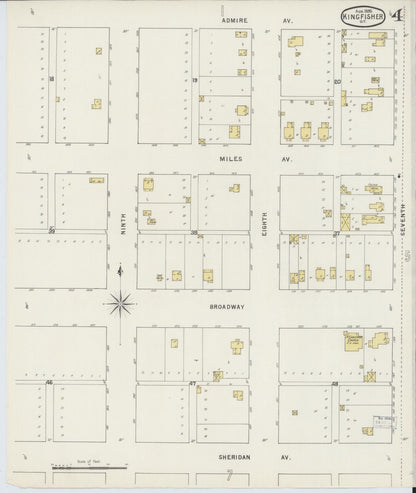 Sanborn Fire Insurance Map from Kingfisher, Kingfisher County, Oklahoma (1895), Sheet #0004 - Complete Map Set gallery image, historic Sanborn map, vintage wall art, Oklahoma Oklahoma