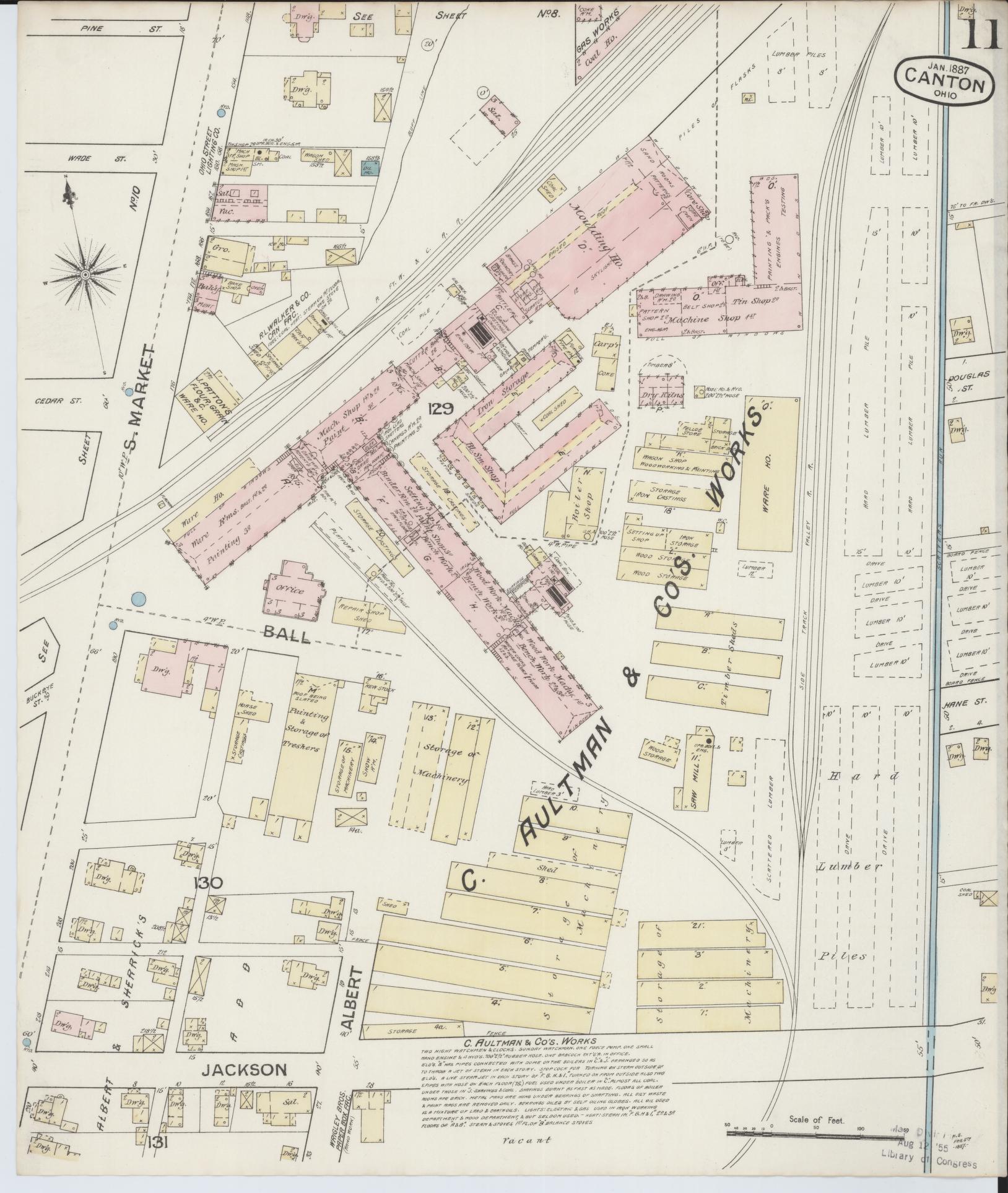 Sanborn Fire Insurance Map from Canton, Stark County, Ohio (1887), Sheet #0011 - Complete Map Set gallery image, historic Sanborn map, vintage wall art, Ohio Ohio