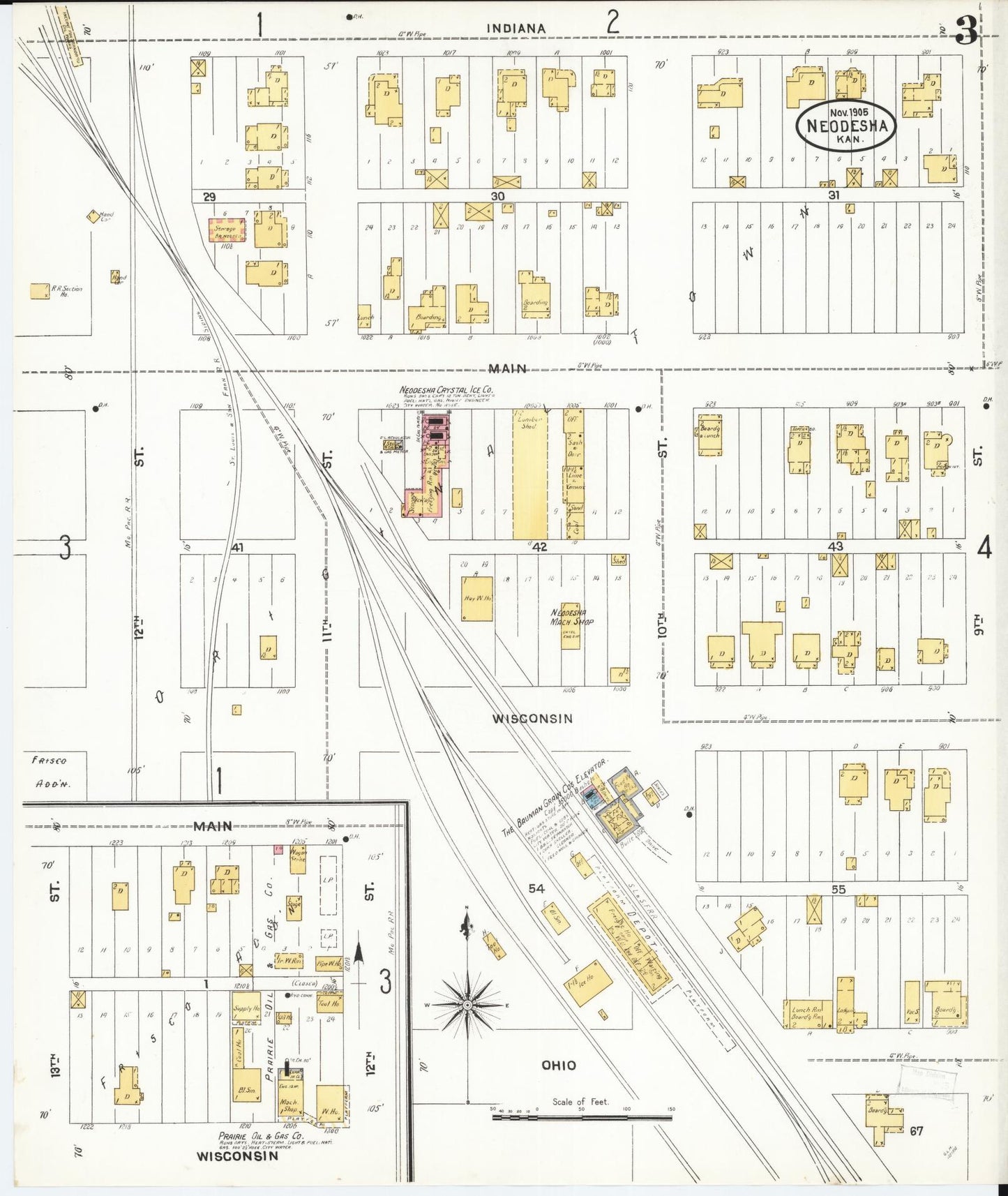 Sanborn Fire Insurance Map from Neodesha, Wilson County, Kansas (1905), Sheet #0003 - Historic Sanborn Fire Insurance Map Print, vintage old map wall art, antique decor, genealogy gift, Kansas Kansas map