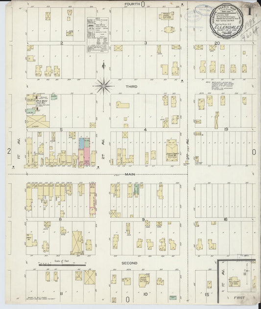 Sanborn Fire Insurance Map from Ellendale, Dickey County, North Dakota (1898), Sheet #0001 - Historic Sanborn Fire Insurance Map Print, vintage old map wall art, antique decor, genealogy gift, North Dakota North Dakota map