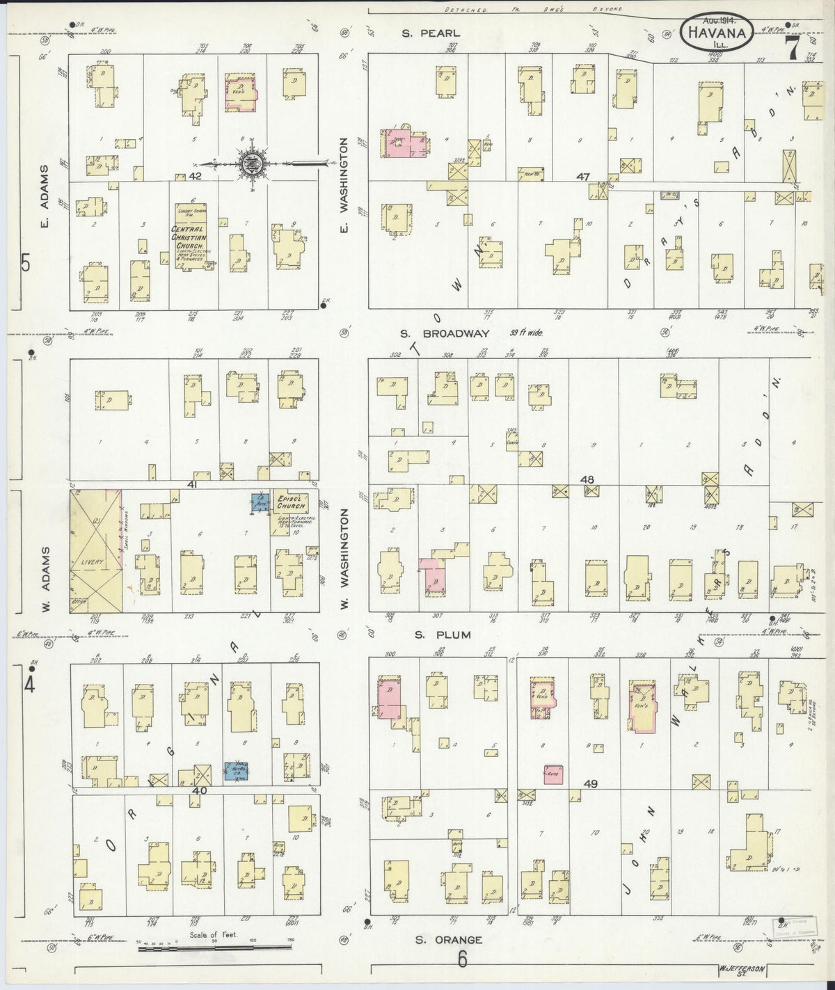 Sanborn Fire Insurance Map from Havana, Mason County, Illinois (1914), Sheet #0007 - Complete Map Set gallery image, historic Sanborn map, vintage wall art, Illinois Illinois