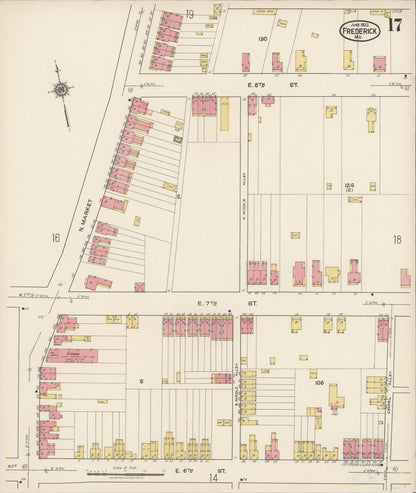 Sanborn Fire Insurance Map from Frederick, Frederick County, Maryland (1922), Sheet #0017 - Complete Map Set gallery image, historic Sanborn map, vintage wall art, Maryland Maryland