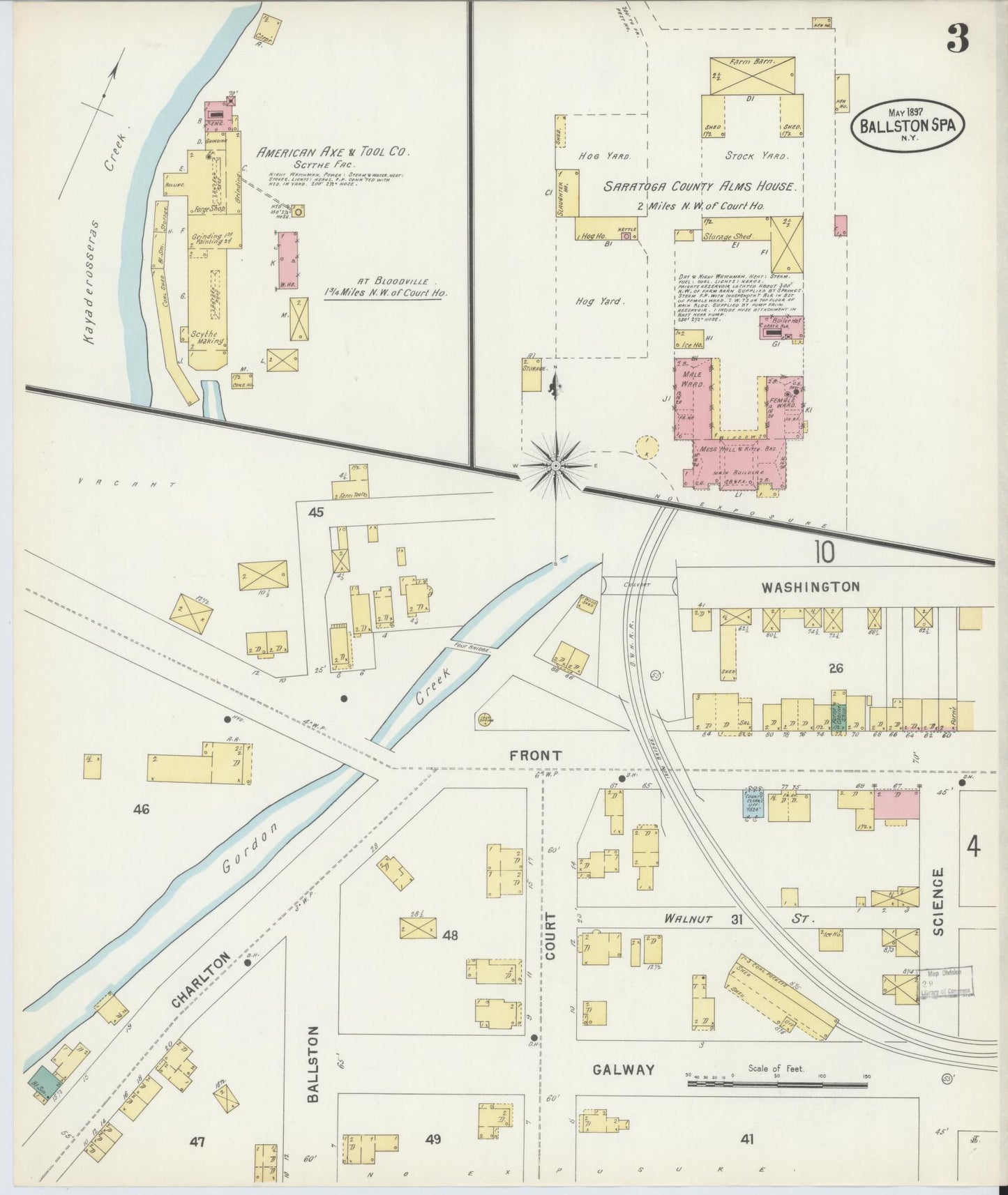 Sanborn Fire Insurance Map from Ballston Spa, Saratoga County, New York (1897), Sheet #0003 - Complete Map Set gallery image, historic Sanborn map, vintage wall art, New York New York