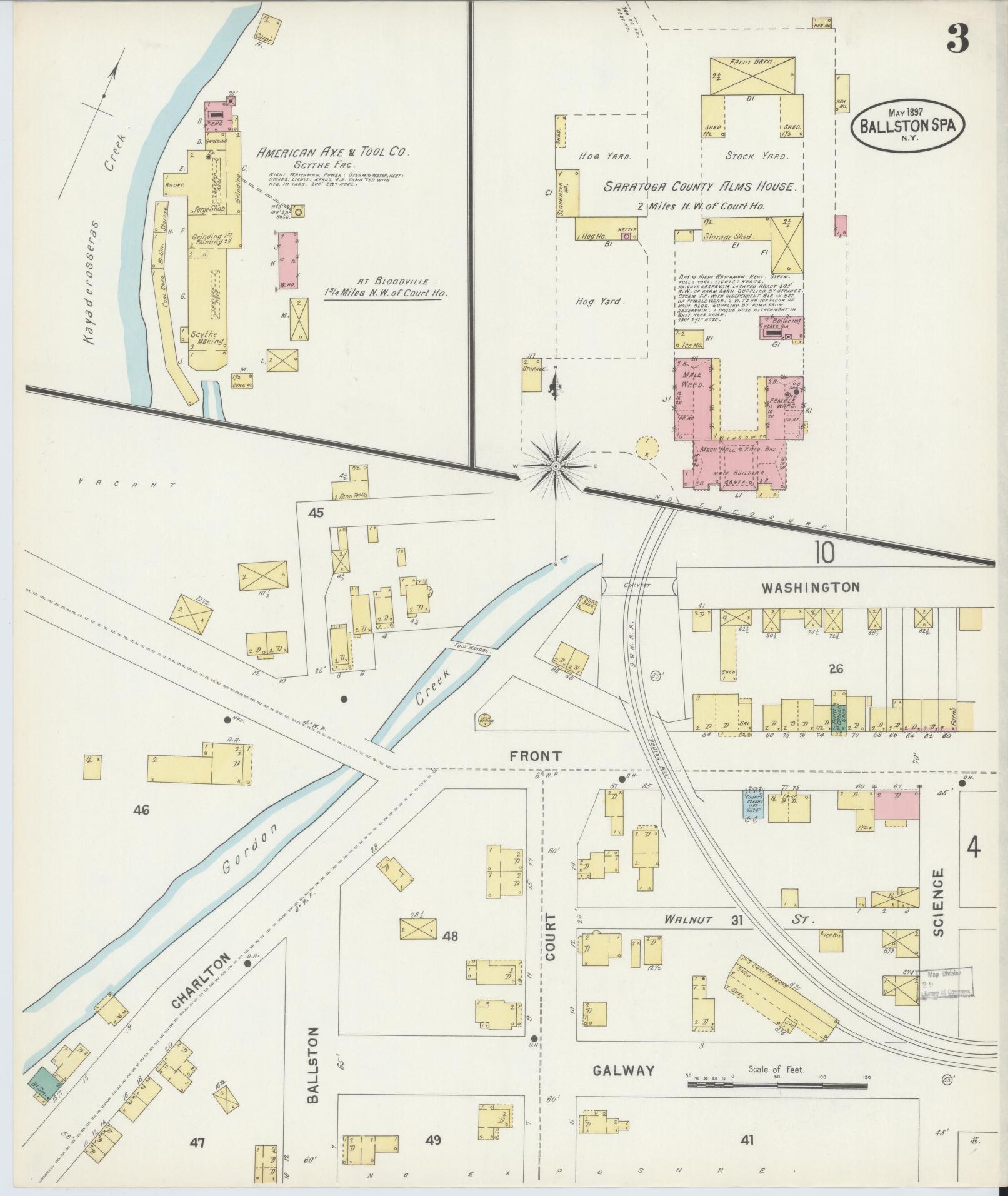 Sanborn Fire Insurance Map from Ballston Spa, Saratoga County, New York (1897), Sheet #0003 - Complete Map Set gallery image, historic Sanborn map, vintage wall art, New York New York
