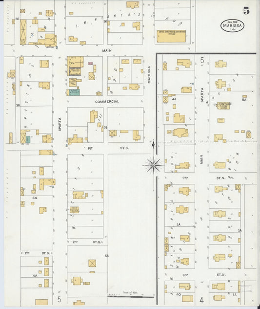 Sanborn Fire Insurance Map from Marissa, Saint Clair County, Illinois (1906), Sheet #0005 - Historic Sanborn Fire Insurance Map Print, vintage old map wall art, antique decor, genealogy gift, Illinois Illinois map