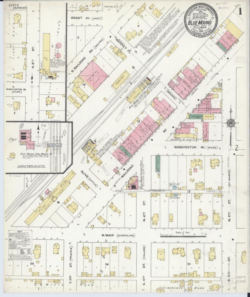 Sanborn Fire Insurance Map from Blue Mound, Macon County, Illinois. (1910) – Map View