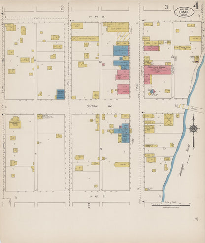 Sanborn Fire Insurance Map from Omak, Okanogan County, Washington (1922), Sheet #0004 - Complete Map Set gallery image, historic Sanborn map, vintage wall art, Washington Washington