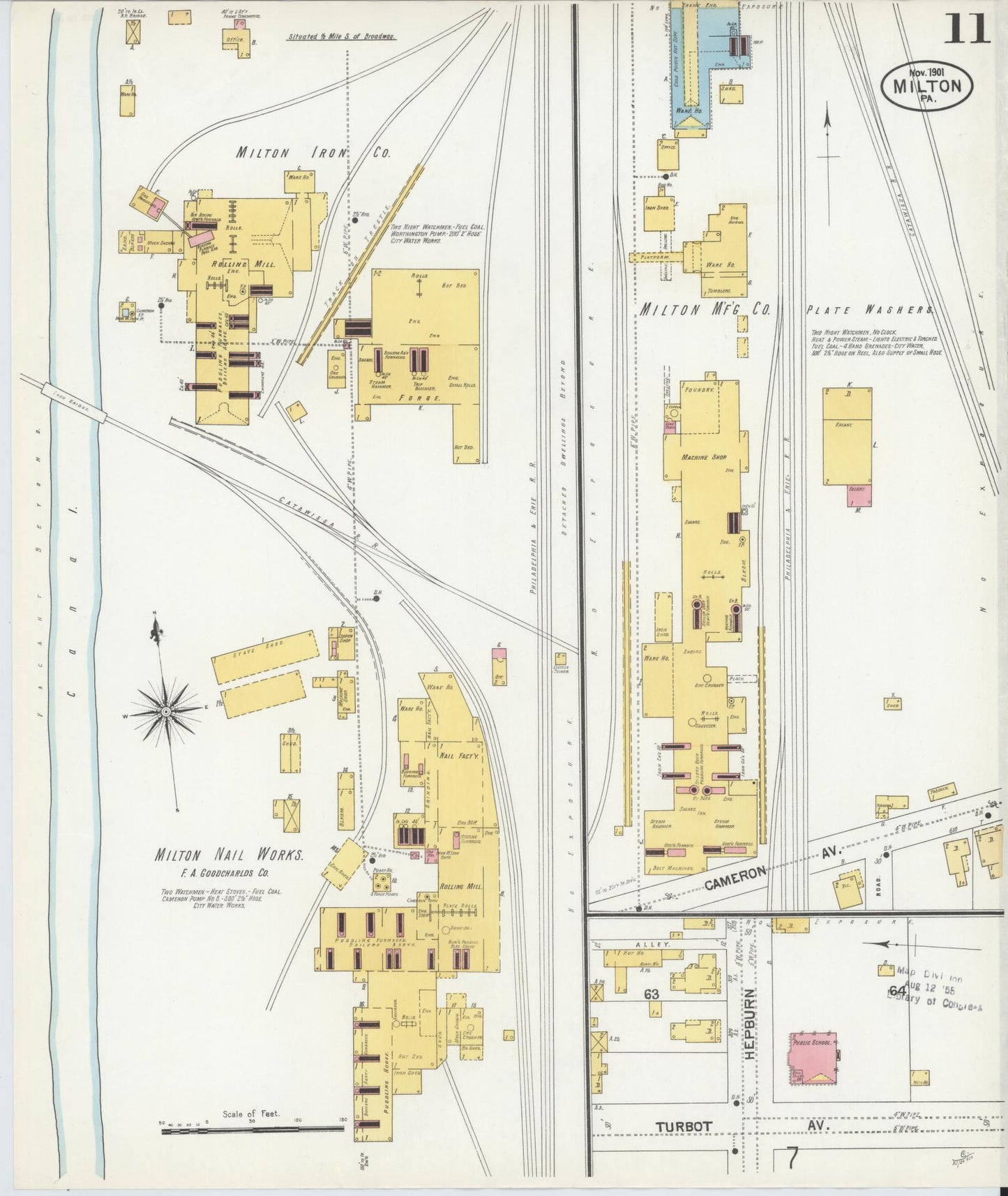 Sanborn Fire Insurance Map from Milton, Northumberland County, Pennsylvania (1901), Sheet #0011 - Complete Map Set gallery image, historic Sanborn map, vintage wall art, Pennsylvania Pennsylvania