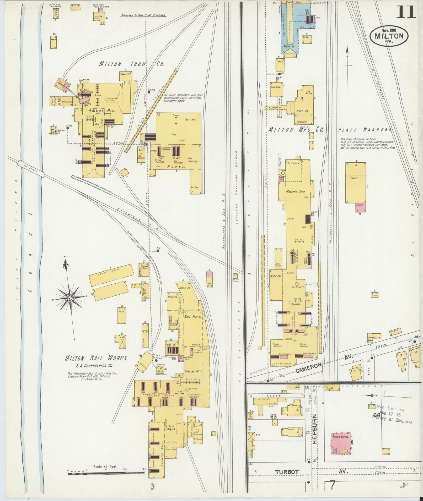 Sanborn Fire Insurance Map from Milton, Northumberland County, Pennsylvania (1901), Sheet #0011 - Complete Map Set gallery image, historic Sanborn map, vintage wall art, Pennsylvania Pennsylvania