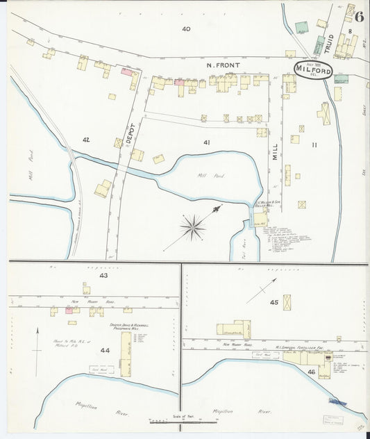 Sanborn Fire Insurance Map from Milford, Kent And Sussex Counties, Delaware (1891), Sheet #0006 - Historic Sanborn Fire Insurance Map Print, vintage old map wall art, antique decor, genealogy gift, Delaware Delaware map