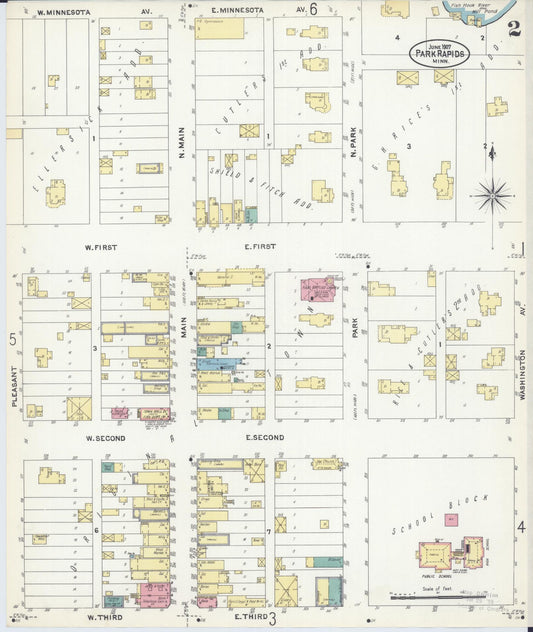 Sanborn Fire Insurance Map from Park Rapids, Hubbard County, Minnesota (1907), Sheet #0002 - Historic Sanborn Fire Insurance Map Print, vintage old map wall art, antique decor, genealogy gift, Minnesota Minnesota map