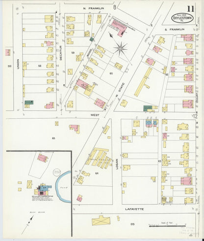 Sanborn Fire Insurance Map from Doylestown, Bucks County, Pennsylvania (1909), Sheet #0011 - Complete Map Set gallery image, historic Sanborn map, vintage wall art, Pennsylvania Pennsylvania