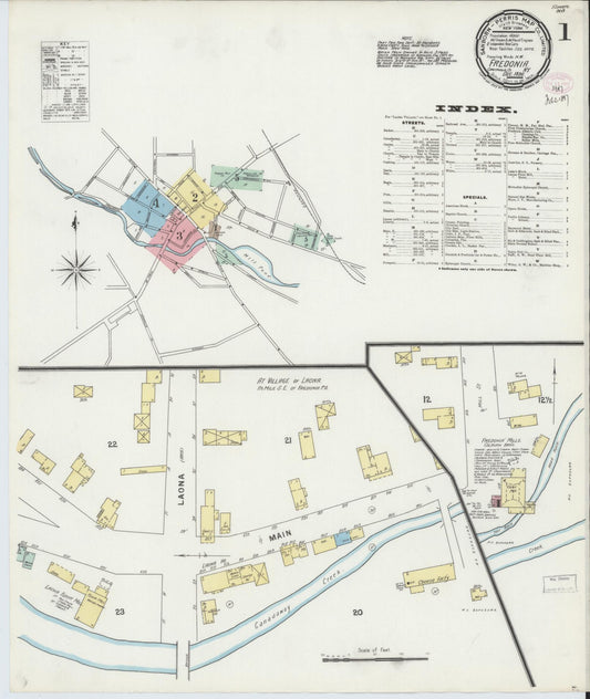 Sanborn Fire Insurance Map from Fredonia, Chautauqua County, New York (1896), Sheet #0001 - Complete Map Set gallery image, historic Sanborn map, vintage wall art, New York New York