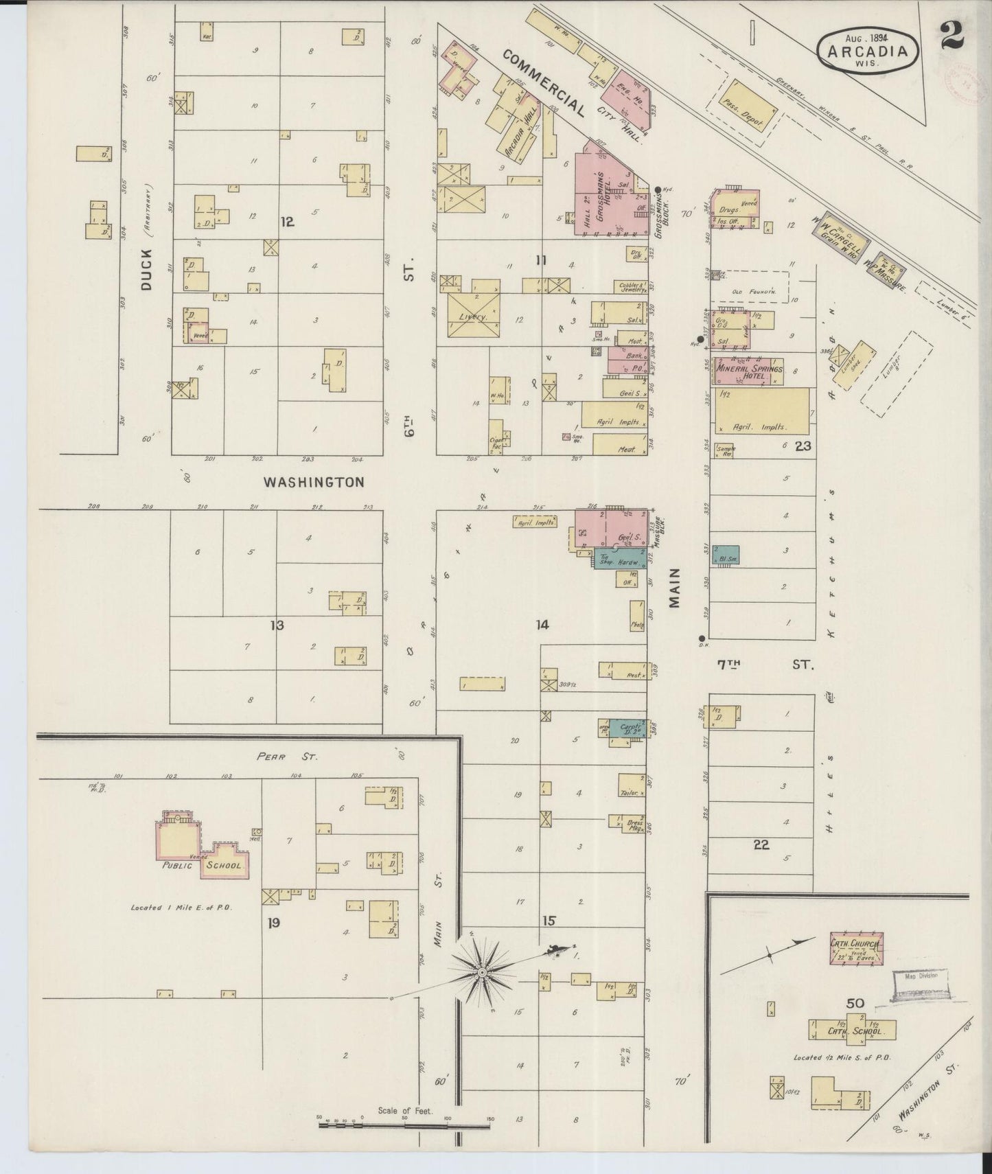 Sanborn Fire Insurance Map from Arcadia, Trempealeau County, Wisconsin (1894), Sheet #0002 - Complete Map Set gallery image, historic Sanborn map, vintage wall art, Wisconsin Wisconsin