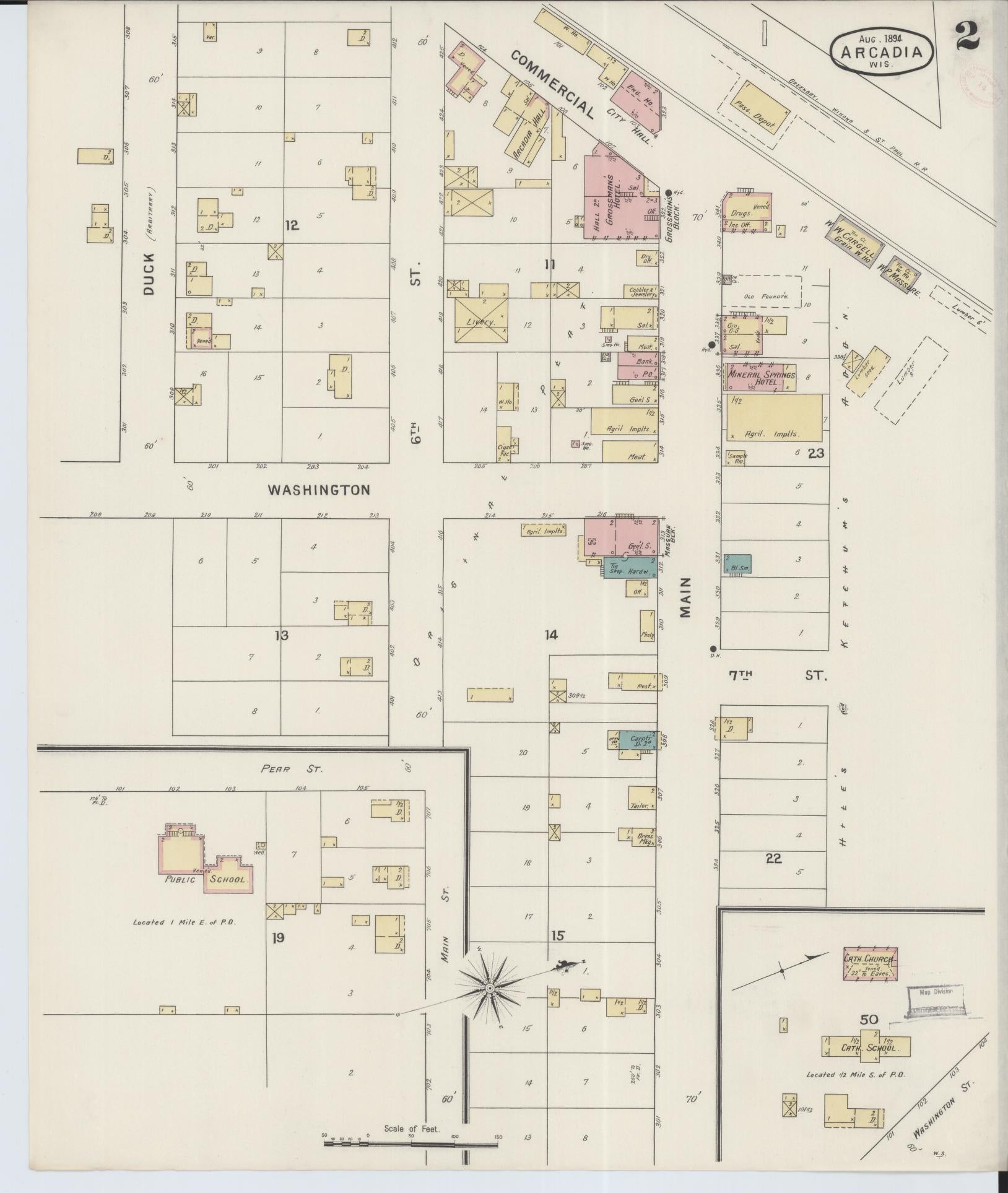 Sanborn Fire Insurance Map from Arcadia, Trempealeau County, Wisconsin (1894), Sheet #0002 - Complete Map Set gallery image, historic Sanborn map, vintage wall art, Wisconsin Wisconsin