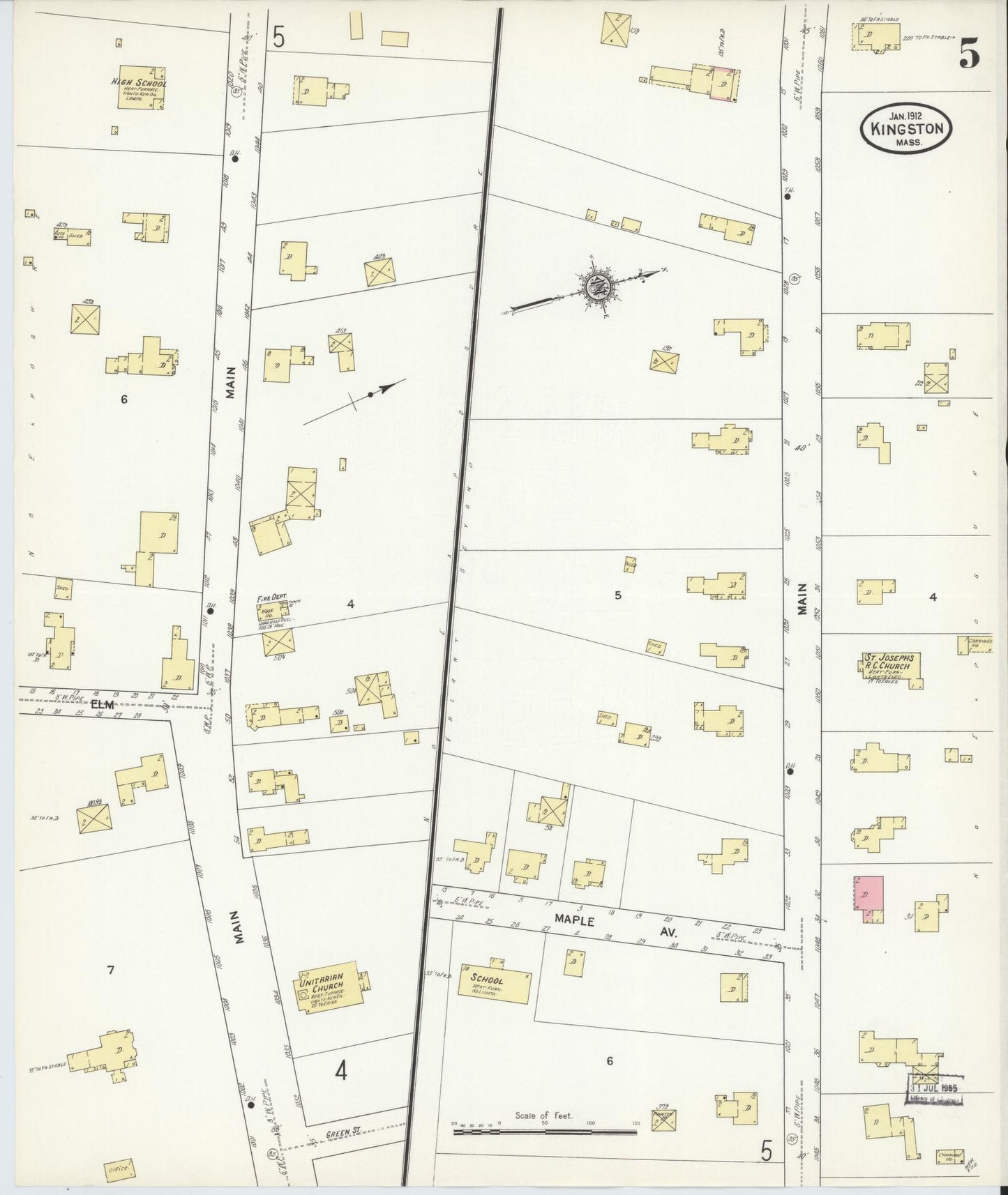Sanborn Fire Insurance Map from Kingston, Plymouth County, Massachusetts (1912), Sheet #0005 - Complete Map Set gallery image, historic Sanborn map, vintage wall art, Massachusetts Massachusetts