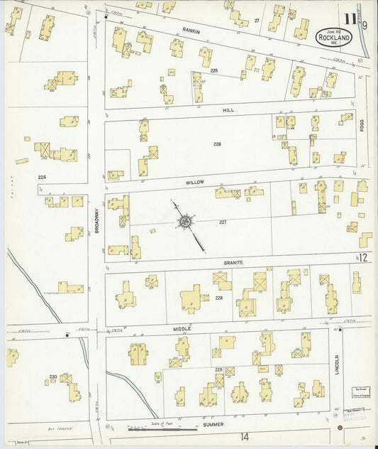 Sanborn Fire Insurance Map from Rockland, Knox County, Maine (1912), Sheet #0011 - Historic Sanborn Fire Insurance Map Print, vintage old map wall art, antique decor, genealogy gift, Maine Maine map