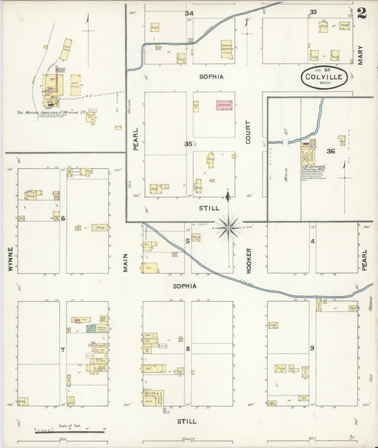 Sanborn Fire Insurance Map from Colville, Stevens County, Washington (1891), Sheet #0002 - Historic Sanborn Fire Insurance Map Print, vintage old map wall art, antique decor, genealogy gift, Washington Washington map