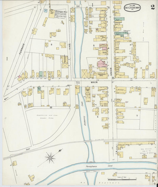 Sanborn Fire Insurance Map from Shickshinny, Luzerne County, Pennsylvania (1896), Sheet #0002 - Historic Sanborn Fire Insurance Map Print, vintage old map wall art, antique decor, genealogy gift, Pennsylvania Pennsylvania map