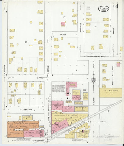 Sanborn Fire Insurance Map from Albion, Calhoun County, Michigan (1918), Sheet #0004 - Historic Sanborn Fire Insurance Map Print, vintage old map wall art, antique decor, genealogy gift, Michigan Michigan map