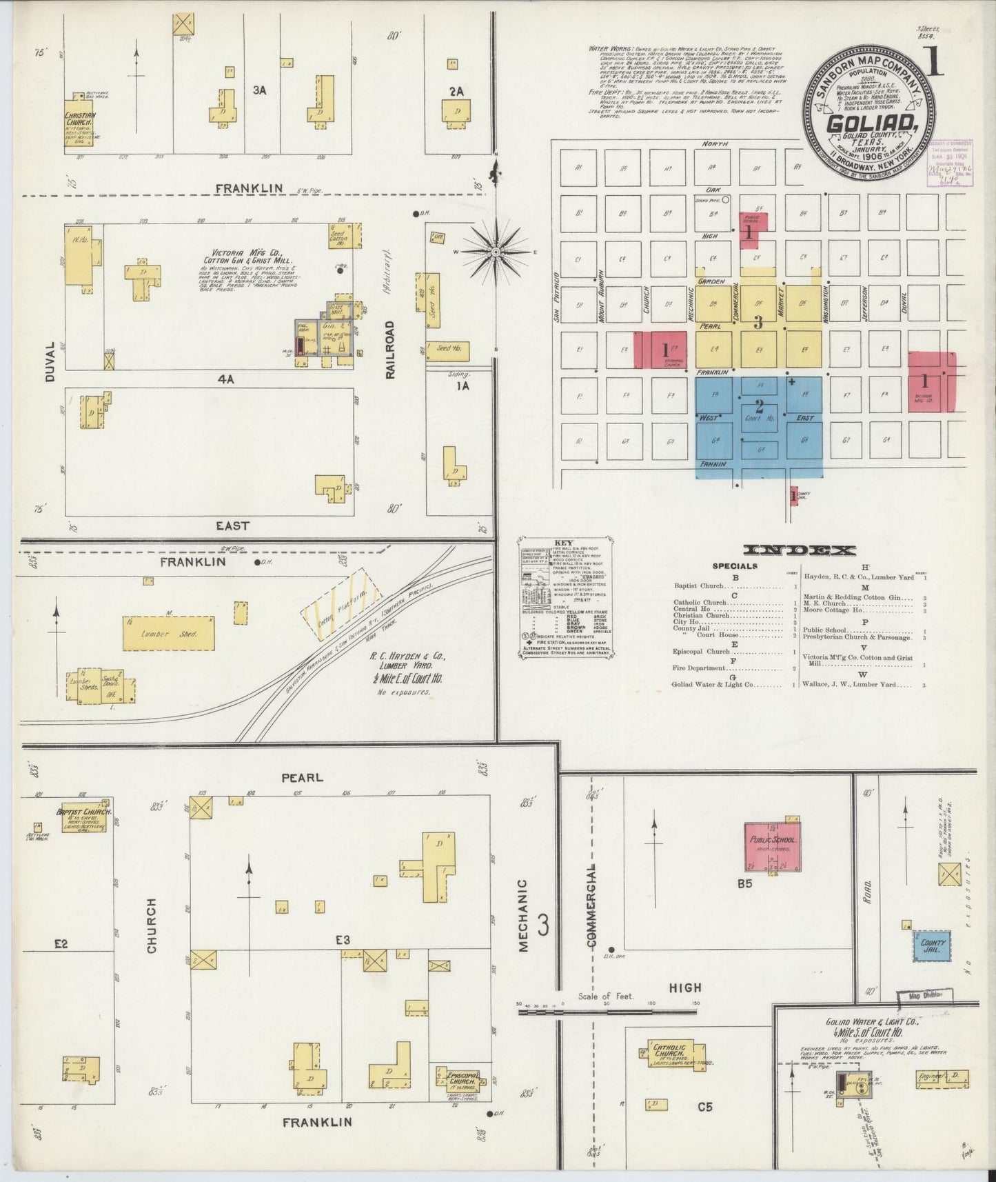 Sanborn Fire Insurance Map from Goliad, Goliad County, Texas. (1906) – Historic Sanborn Fire Insurance Map Print