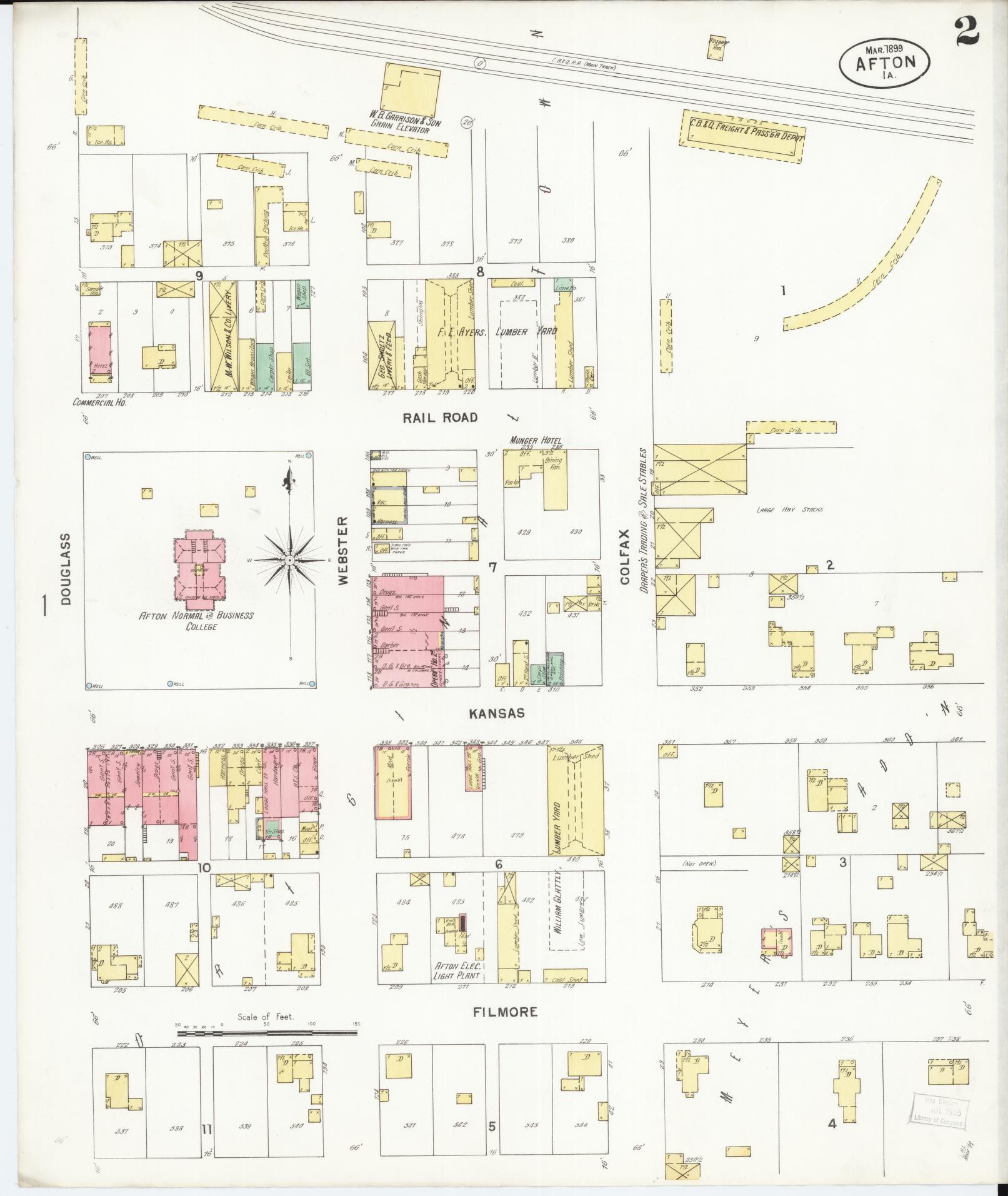 Sanborn Fire Insurance Map from Afton, Union County, Iowa (1899), Sheet #0002 - Historic Sanborn Fire Insurance Map Print, vintage old map wall art