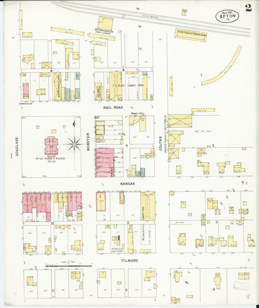 Sanborn Fire Insurance Map from Afton, Union County, Iowa (1899), Sheet #0002 - Historic Sanborn Fire Insurance Map Print, vintage old map wall art