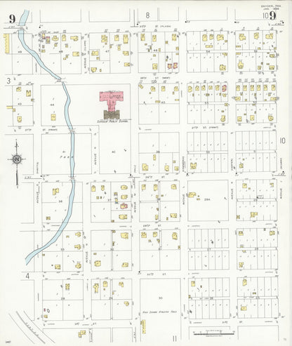 Sanborn Fire Insurance Map from Snyder, Scurry County, Texas (1936), Sheet #0009 - Historic Sanborn Fire Insurance Map Print, vintage old map wall art, antique decor, genealogy gift, Texas Texas map