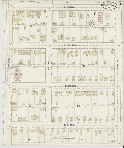 Sanborn Fire Insurance Map from Nanticoke, Luzerne County, Pennsylvania (1888), Sheet #0005 - Historic Sanborn Fire Insurance Map Print, vintage old map wall art, antique decor, genealogy gift, Pennsylvania Pennsylvania map