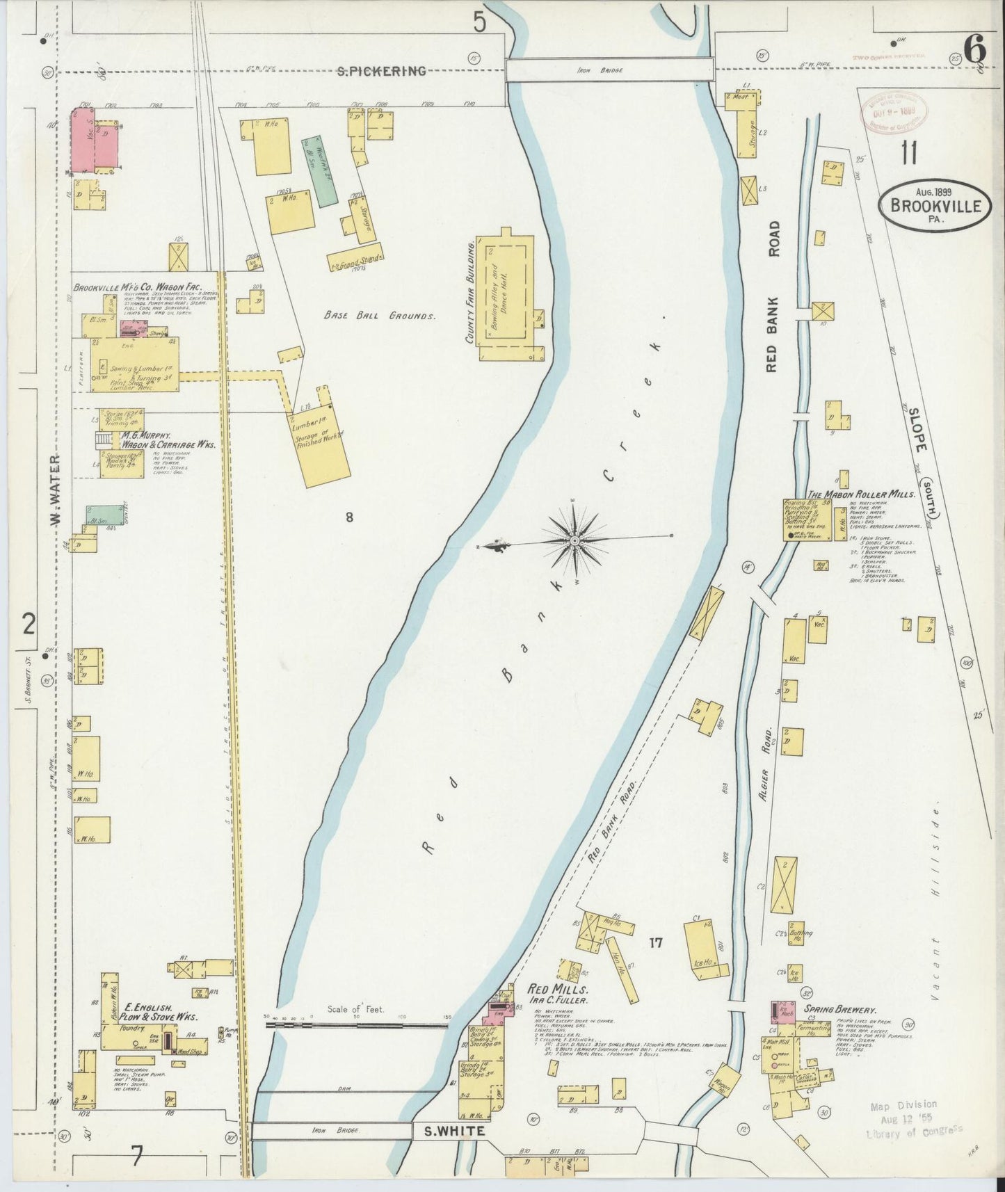 Sanborn Fire Insurance Map from Brookville, Jefferson County, Pennsylvania (1899), Sheet #0006 - Historic Sanborn Fire Insurance Map Print, vintage old map wall art, antique decor, genealogy gift, Pennsylvania Pennsylvania map