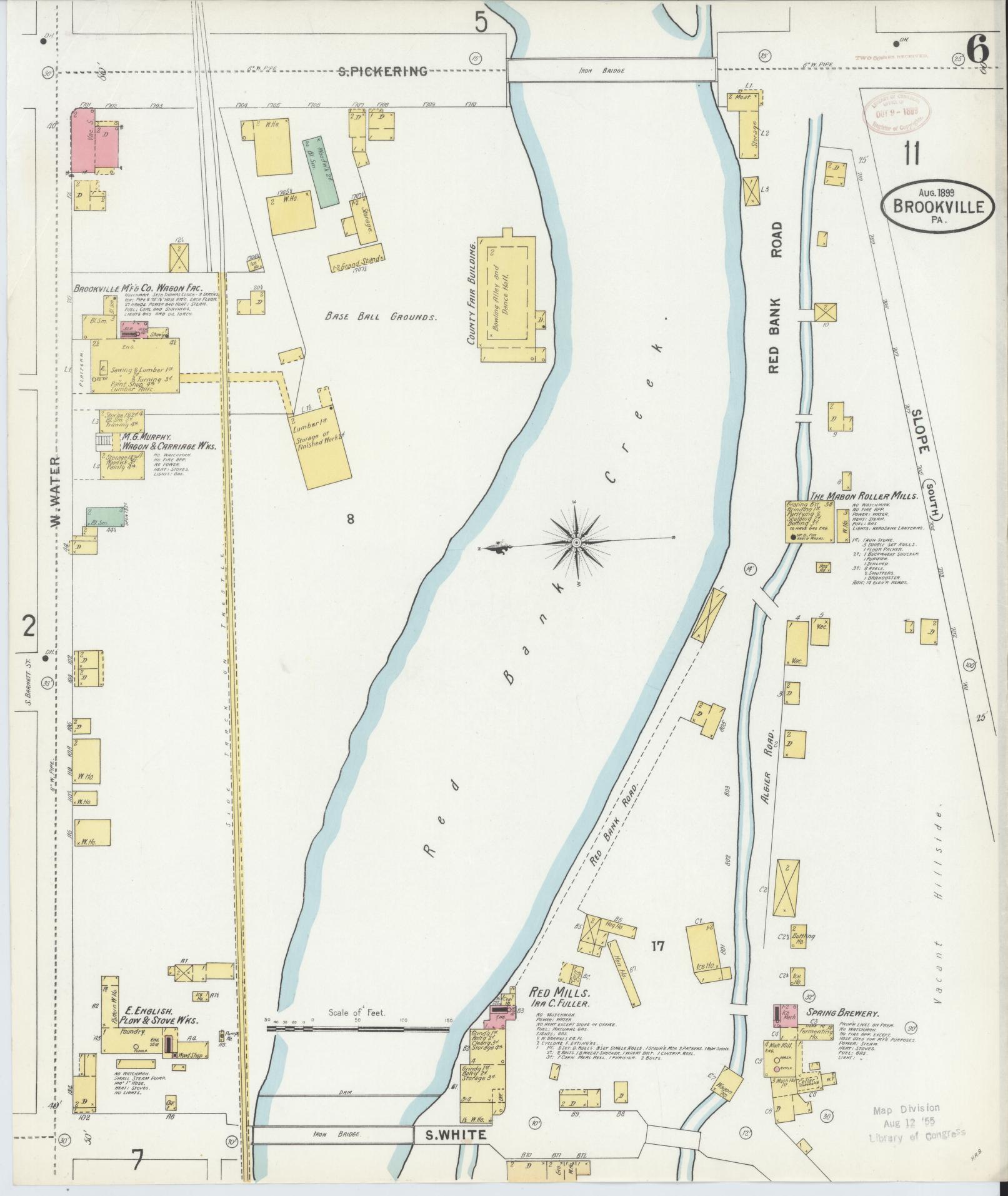 Sanborn Fire Insurance Map from Brookville, Jefferson County, Pennsylvania (1899), Sheet #0006 - Historic Sanborn Fire Insurance Map Print, vintage old map wall art, antique decor, genealogy gift, Pennsylvania Pennsylvania map