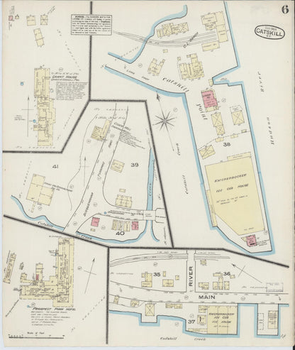 Sanborn Fire Insurance Map from Catskill, Greene County, New York (1884), Sheet #0006 - Historic Sanborn Fire Insurance Map Print, vintage old map wall art, antique decor, genealogy gift, New York New York map