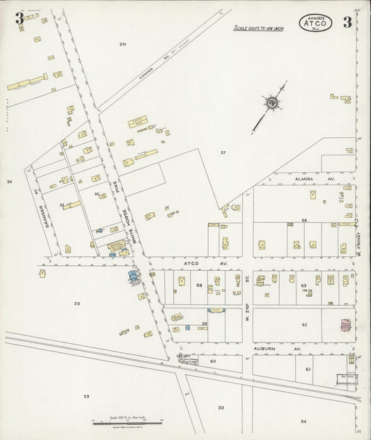 Sanborn Fire Insurance Map from Atco, Camden County, New Jersey (1925), Sheet #0003 - Historic Sanborn Fire Insurance Map Print, vintage old map wall art, antique decor, genealogy gift, New Jersey New Jersey map