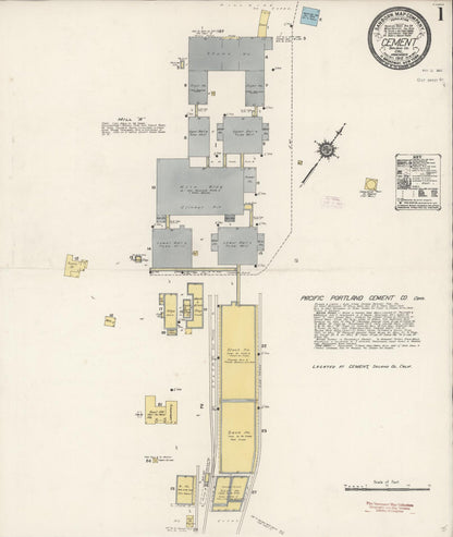 Sanborn Fire Insurance Map from Cement, Solano County, California (1912), Sheet #0001 - Historic Sanborn Fire Insurance Map Print, vintage old map wall art, antique decor, genealogy gift, California California map